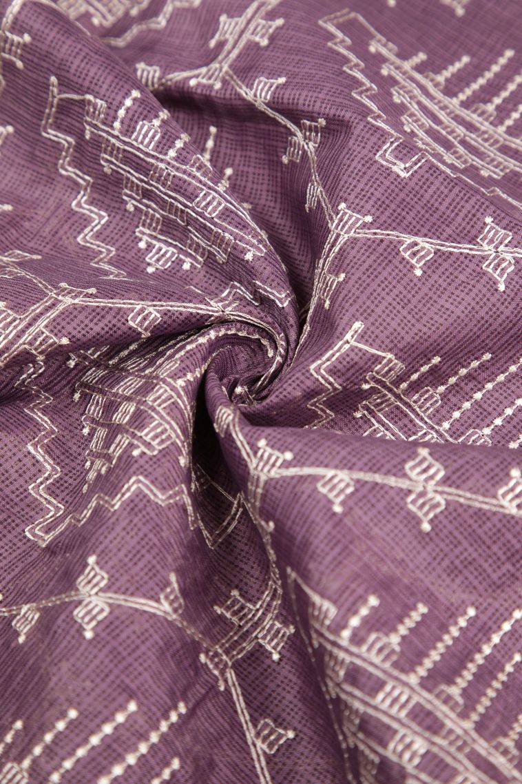 Mauve Purple Organza Saree with Without Zari Zari Floral Patterns view 4