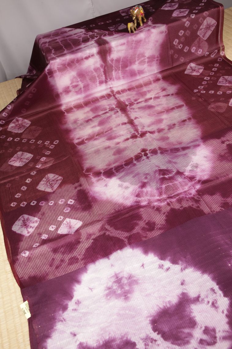 Bosenberry Purple Tussar Saree with Without Zari Zari Geometric Shapes view 2