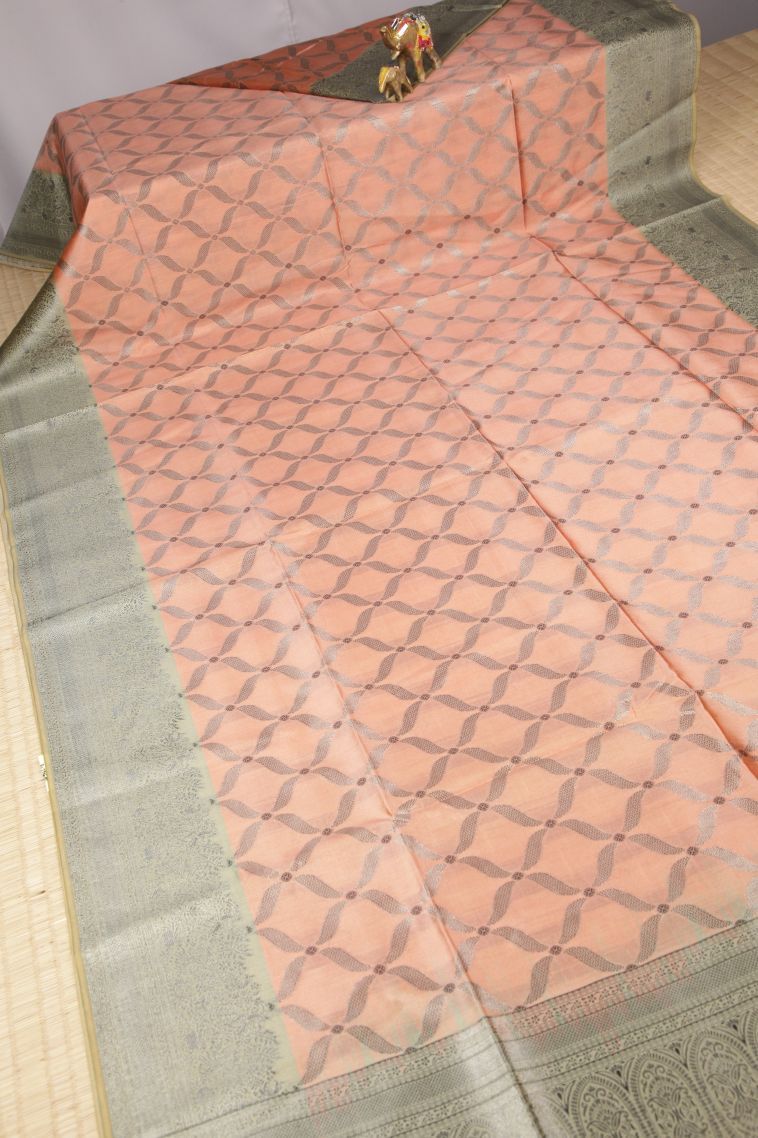 Flamingo Pink Tussar Saree with Without Zari Zari Floral Patterns view 2