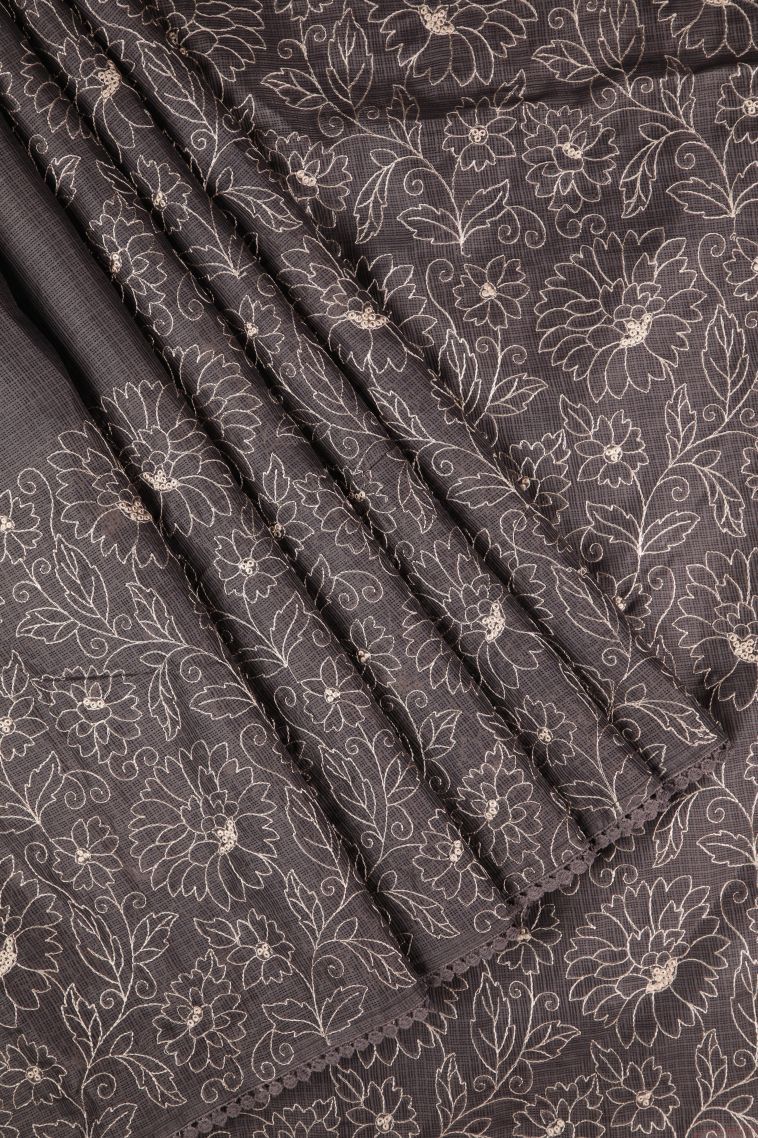 Abbey Black Organza Saree with Without Zari Zari Floral Patterns view 1