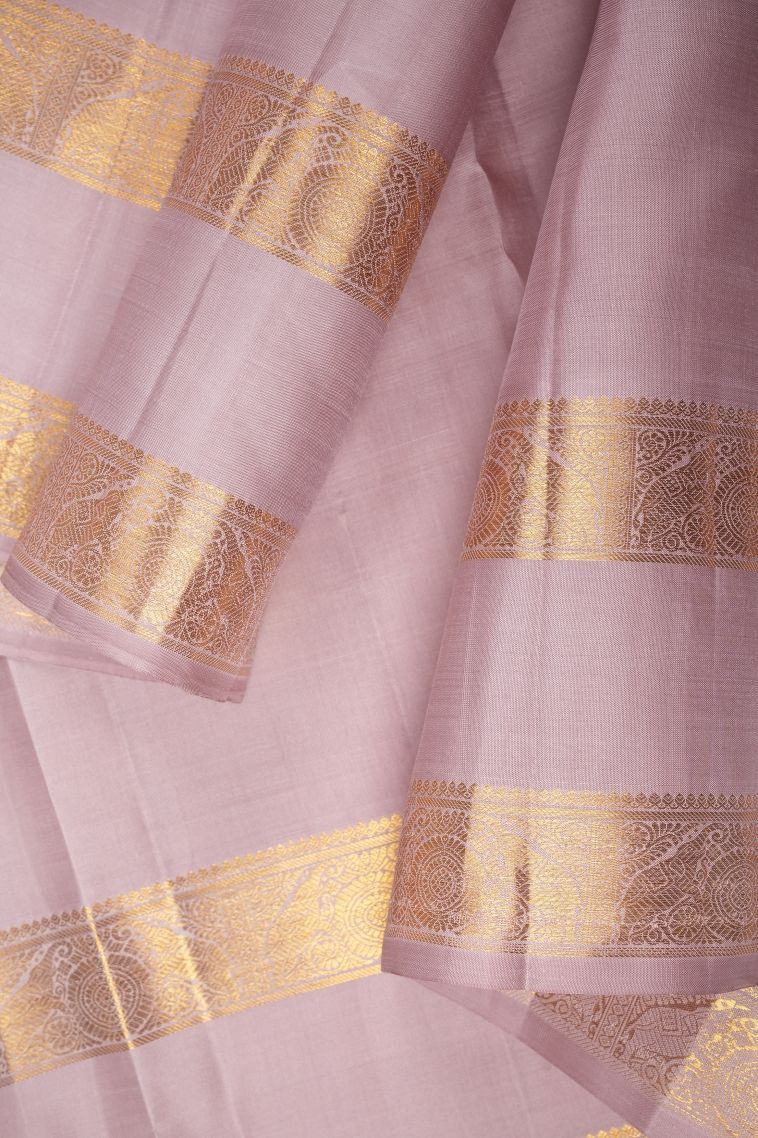 Arctic Blue Kanchipuram Silk Sarees with Gold Zari Checks view 3