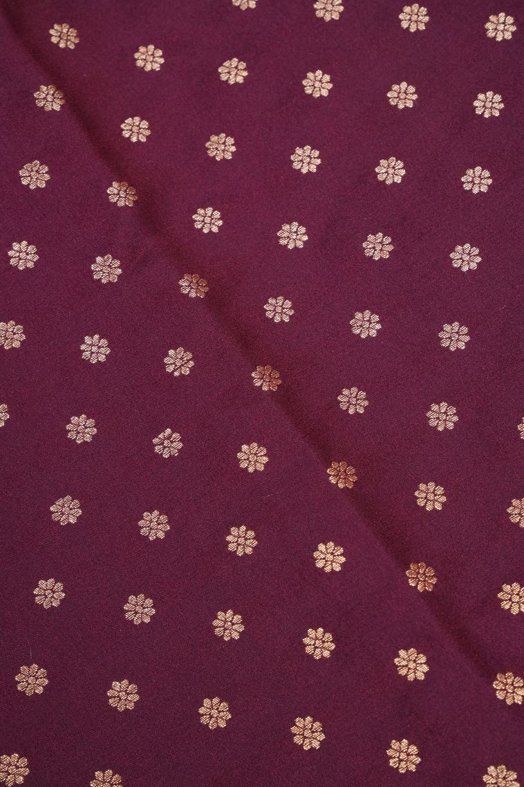 Magenta Purple Banaras Sarees with Gold Zari Floral Patterns view 3