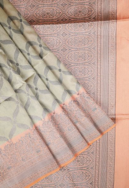 Tortilla Brown Tussar Saree with Without Zari Zari Floral Patterns