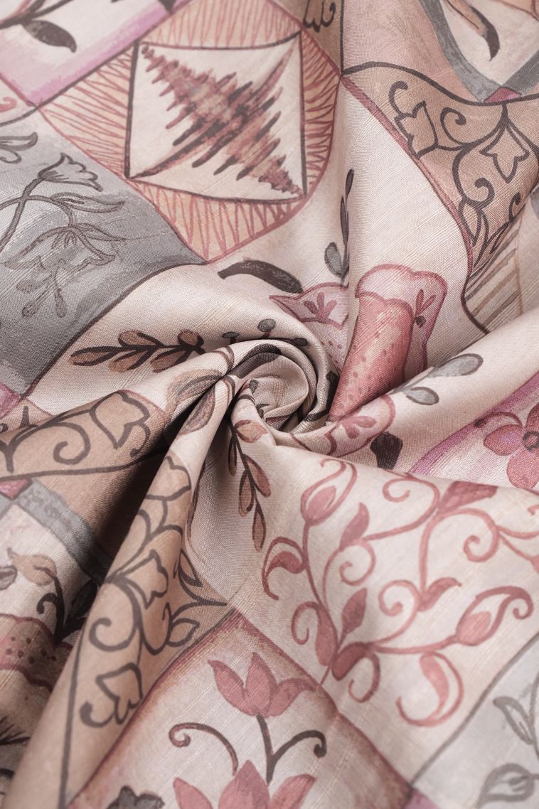 Cream White Tussar Saree with Without Zari Zari Floral Patterns view 4