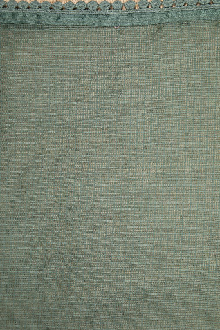 Teal Blue Organza Saree with Without Zari Zari Floral Patterns view 3