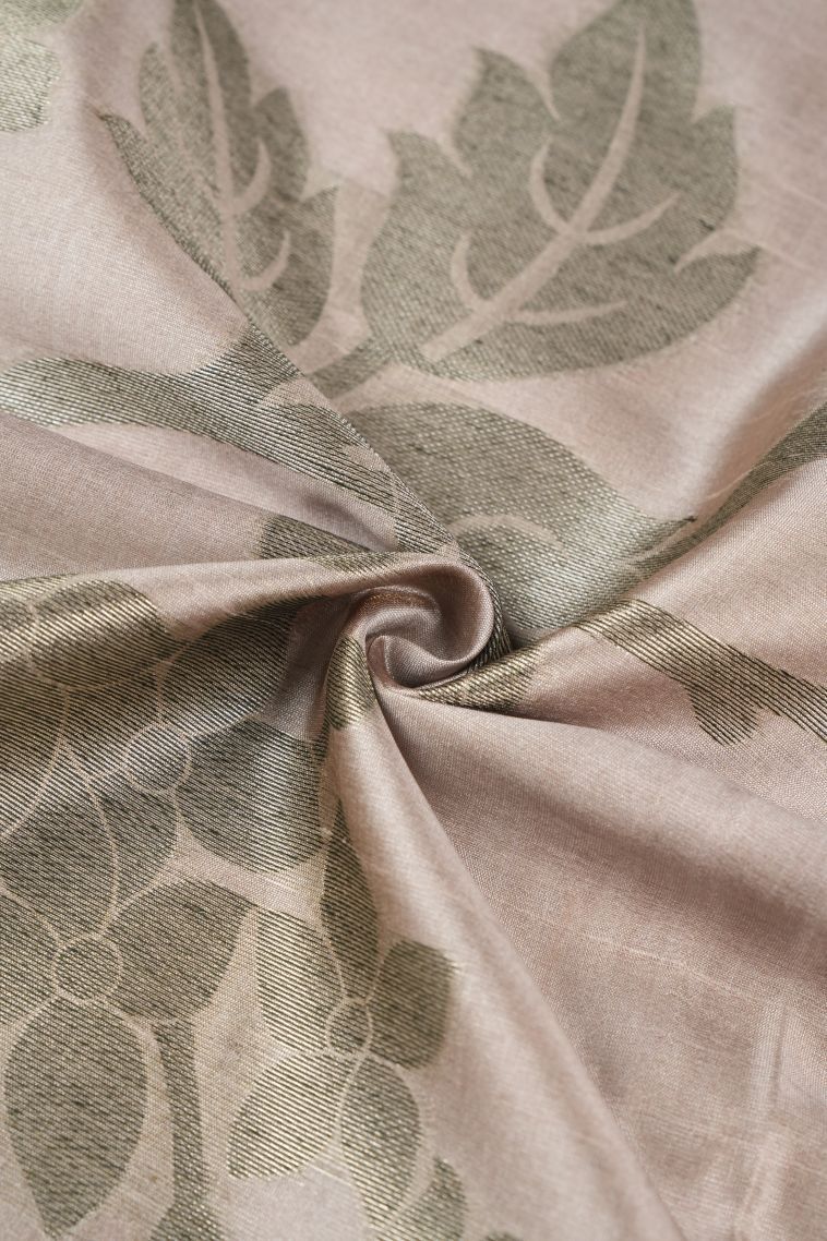 Lemonade Pink Tussar Saree with Without Zari Zari Floral Patterns view 4