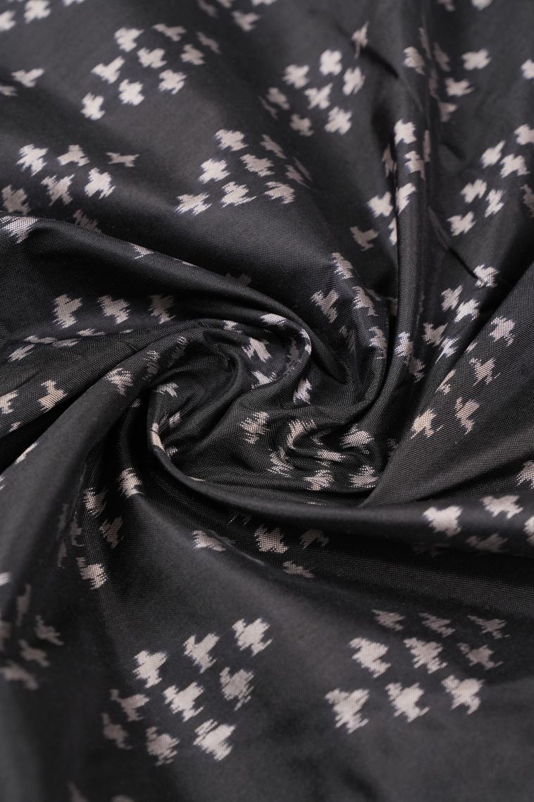 Asphalt Black Ikkat Silk with Without Zari Zari Buttis (small Dots Or Motifs) view 4
