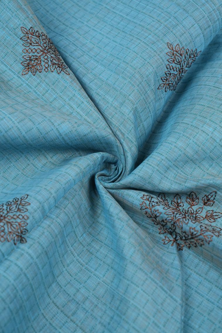 Cerulean Blue Tussar Saree with Without Zari Zari Buttis (small Dots Or Motifs) view 4
