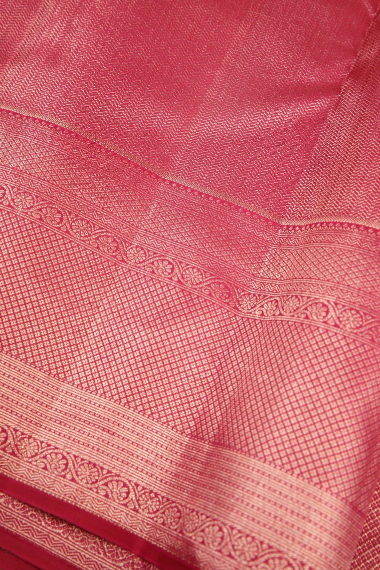 Cream White Kanchipuram Silk Sarees with Gold Zari Floral Patterns view 3