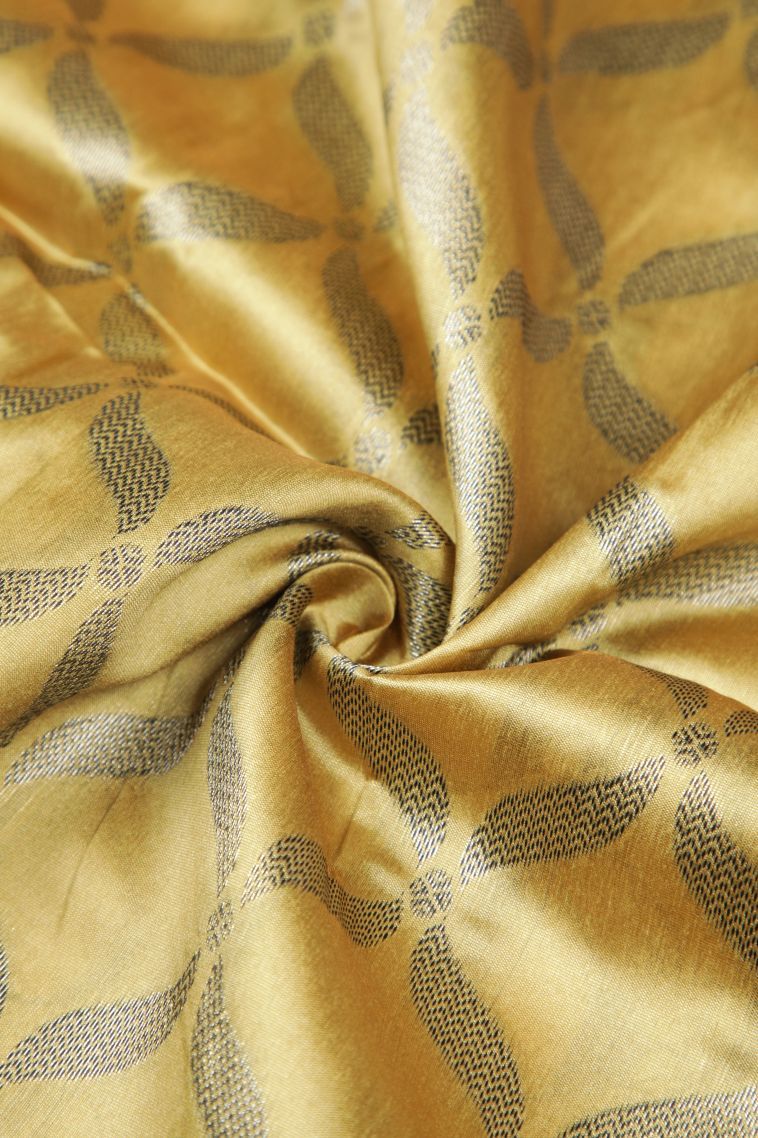 Lemon Yellow Tussar Saree with Without Zari Zari Floral Patterns view 4