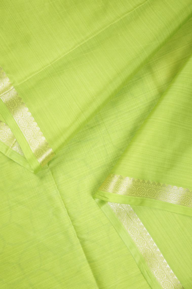 Chartreuse Green Soft Silk Sarees with Without Zari Zari Floral Patterns view 3