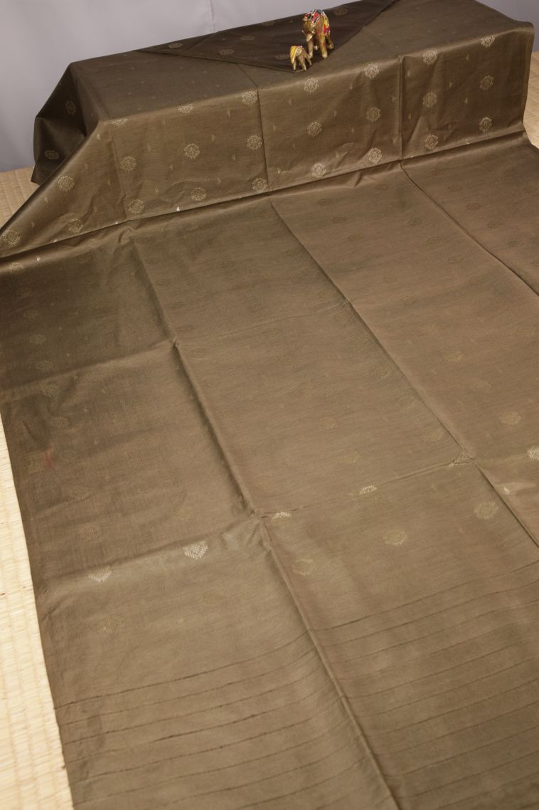 Moccon Green Tussar Saree with Without Zari Zari Buttis (small Dots Or Motifs) view 2