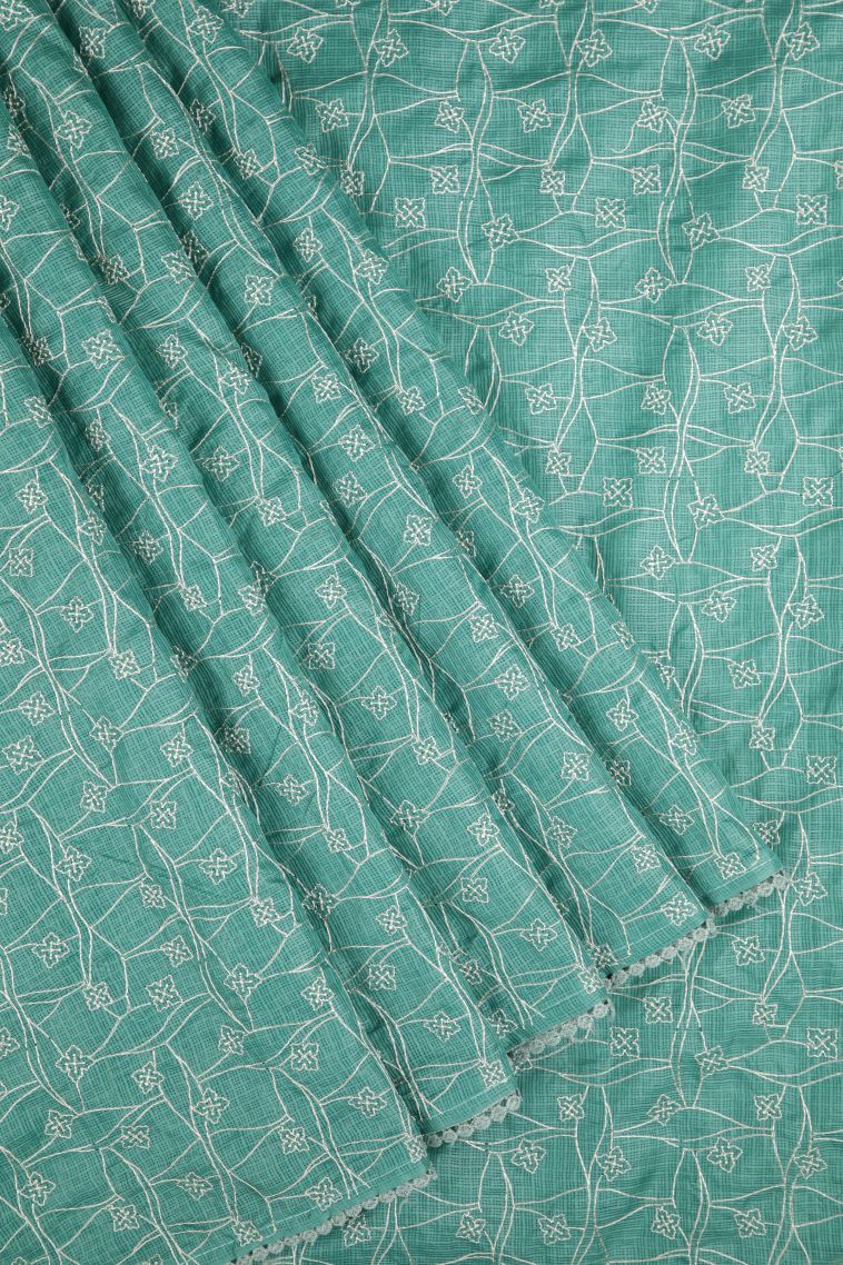 Sapphire Blue Organza Saree with Without Zari Zari Floral Patterns view 1