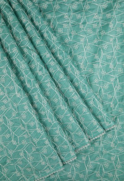 Sapphire Blue Organza Saree with Without Zari Zari Floral Patterns