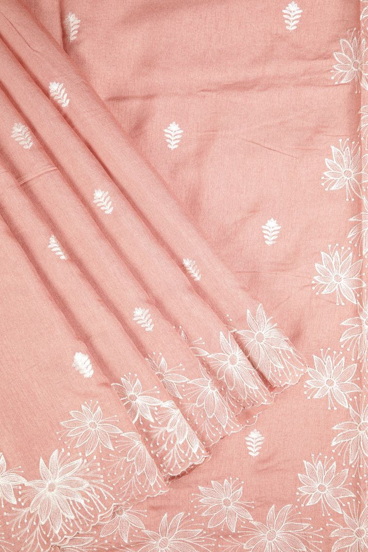 Flamingo Pink Tussar Saree with Without Zari Zari Buttis (small Dots Or Motifs) view 1