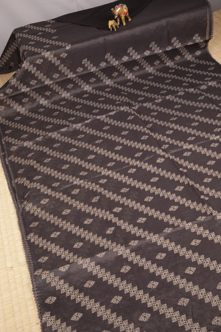 Charleston Black Organza Saree with Without Zari Zari Floral Patterns view 2