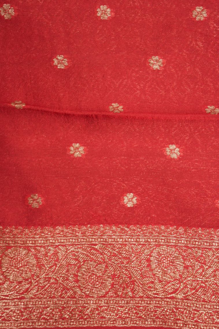 Bottle Green Banaras Sarees with Gold Zari Floral Patterns view 3