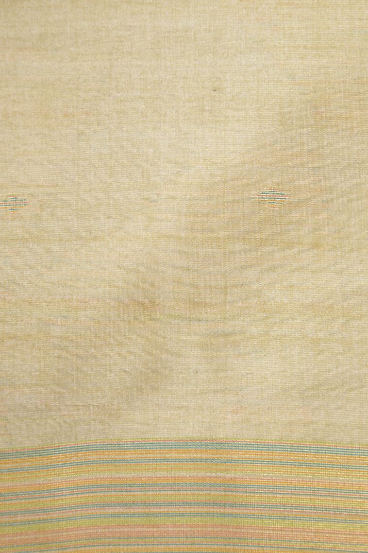 Cream White Tussar Saree with Without Zari Zari Floral Patterns view 3