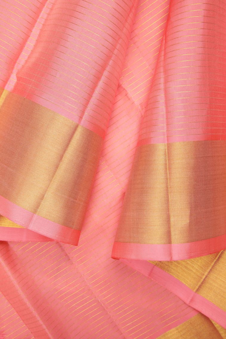 Coconut White Kanchipuram Silk Sarees with Gold Zari Checks view 3