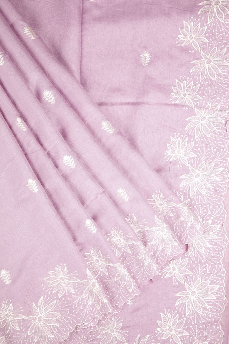 Periwinkle Purple Tussar Saree with Without Zari Zari Buttis (small Dots Or Motifs) view 1