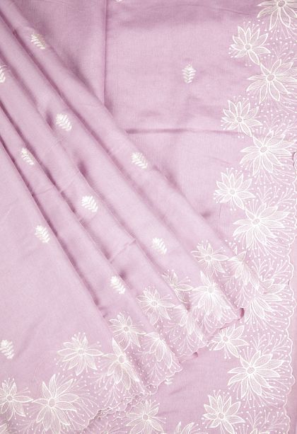 Periwinkle Purple Tussar Saree with Without Zari Zari Buttis (small Dots Or Motifs)