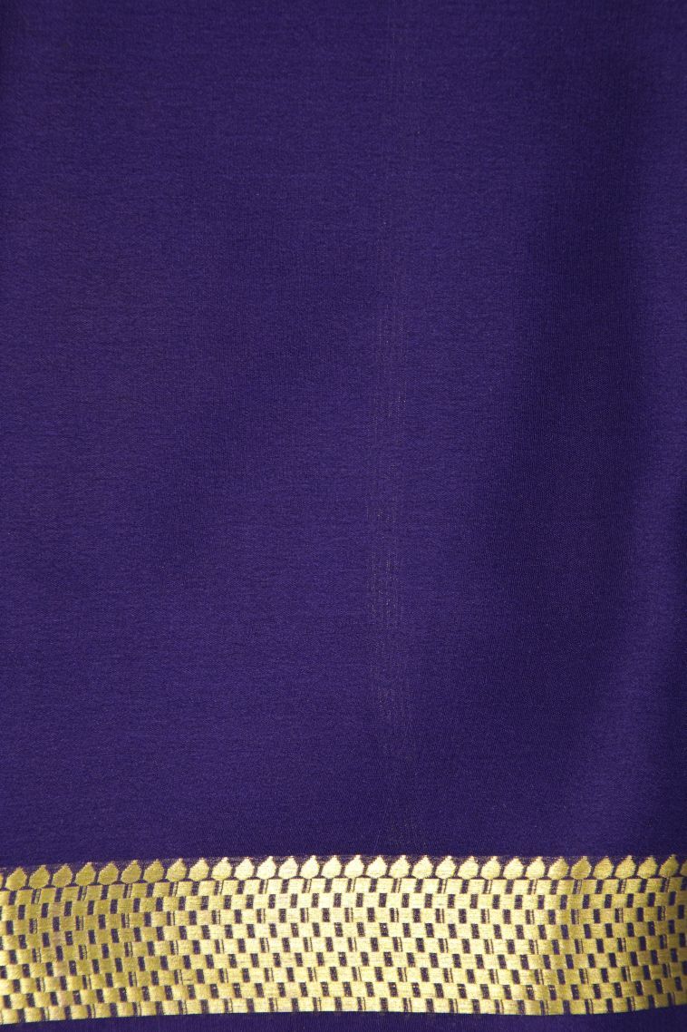 Sky Blue Mysore Silk with Without Zari Zari Plain view 3