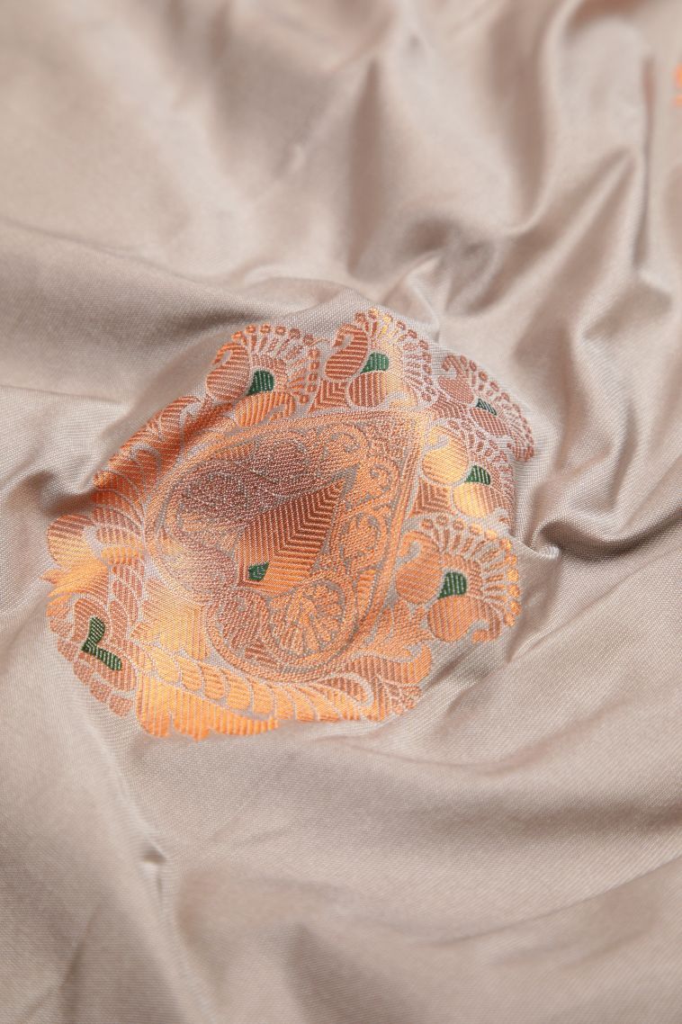 Gray Black Visiri Madippu Silk Sarees with Copper Zari Buttis (small Dots Or Motifs) view 4