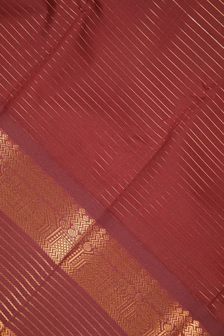 Crepe Pink Visiri Madippu Silk Sarees with Copper Zari Checks view 3