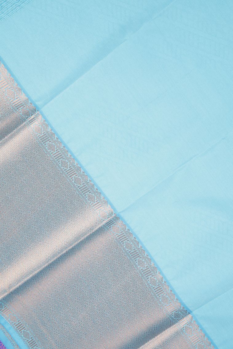 Lapis Blue Visiri Madippu Silk Sarees with Copper Zari Buttis (small Dots Or Motifs) view 3