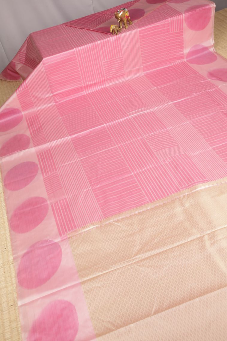 Blush Pink Soft Silk Sarees with Without Zari Zari Stripes view 2