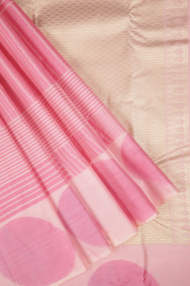 Blush Pink Soft Silk Sarees with Without Zari Zari Stripes view 1