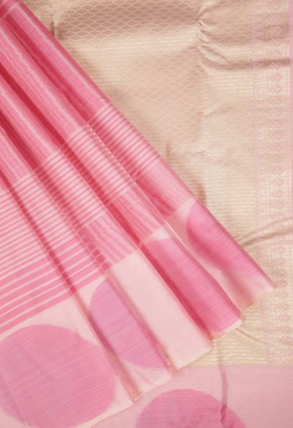 Blush Pink Soft Silk Sarees with Without Zari Zari Stripes