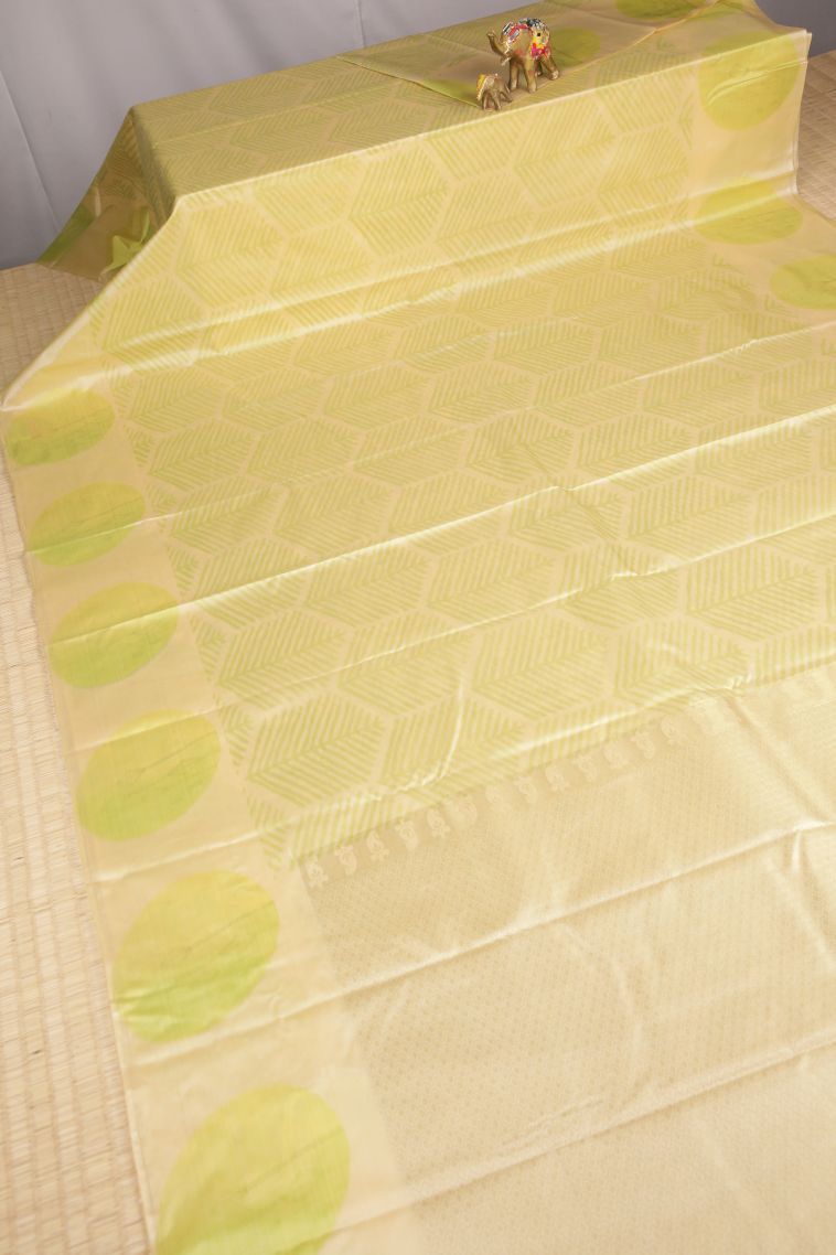 Cream White Soft Silk Sarees with Without Zari Zari Geometric Shapes view 2