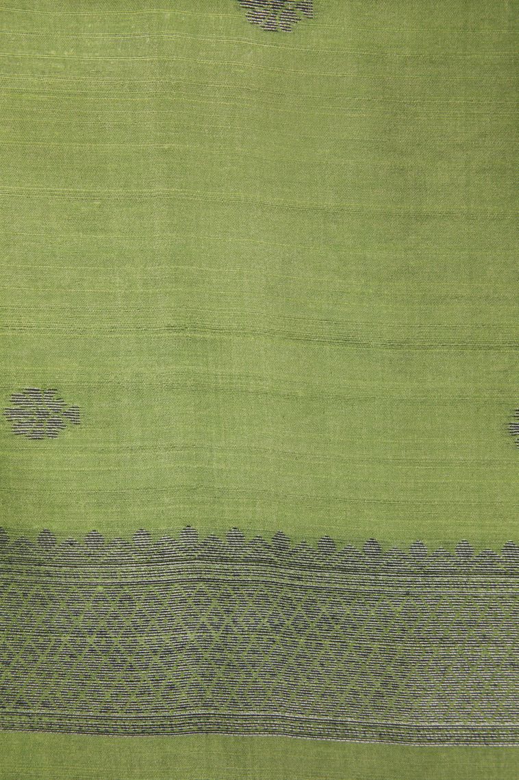 Stone Blue Tussar Saree with Bronze Zari Buttis (small Dots Or Motifs) view 3
