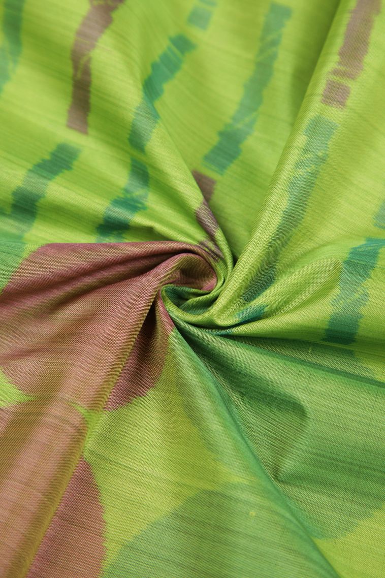 Lime Green Soft Silk Sarees with Without Zari Zari Geometric Shapes view 4