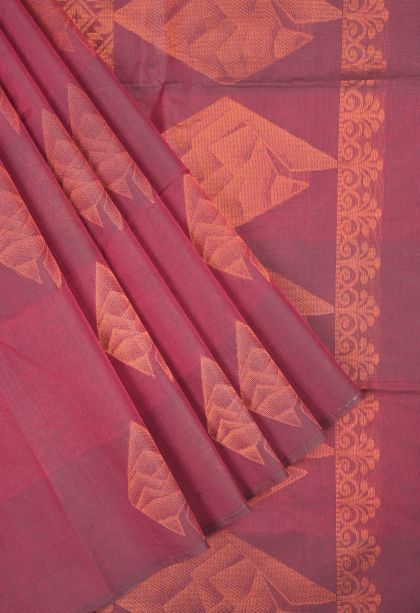 Magenta Purple Kovai Cotton Sarees with Without Zari Zari Buttis (small Dots Or Motifs)