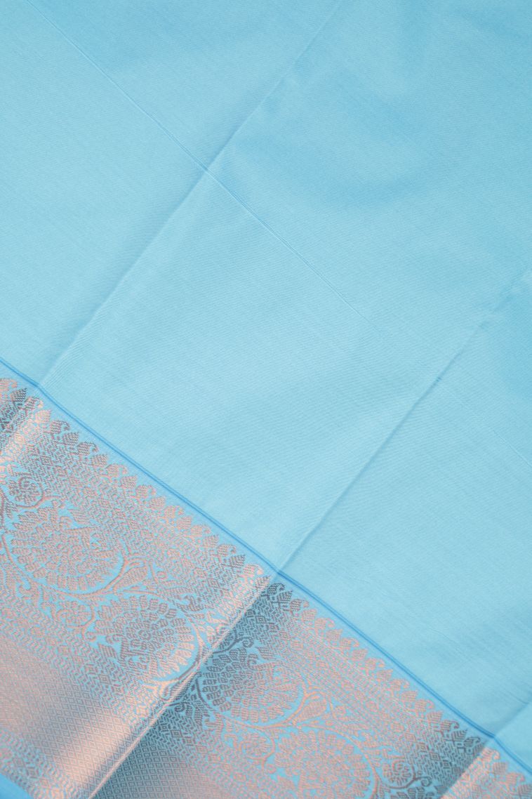 Admiral Blue Visiri Madippu Silk Sarees with Copper Zari Stripes view 3
