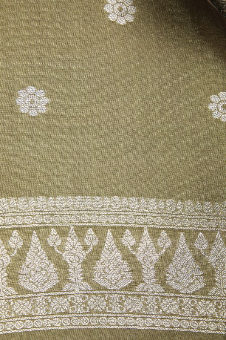 Tawny Brown Tussar Saree with Bronze Zari Buttis (small Dots Or Motifs) view 3