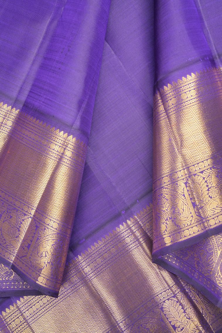 Chartreuse Green Kanchipuram Silk Sarees with Gold Zari Buttis (small Dots Or Motifs) view 3
