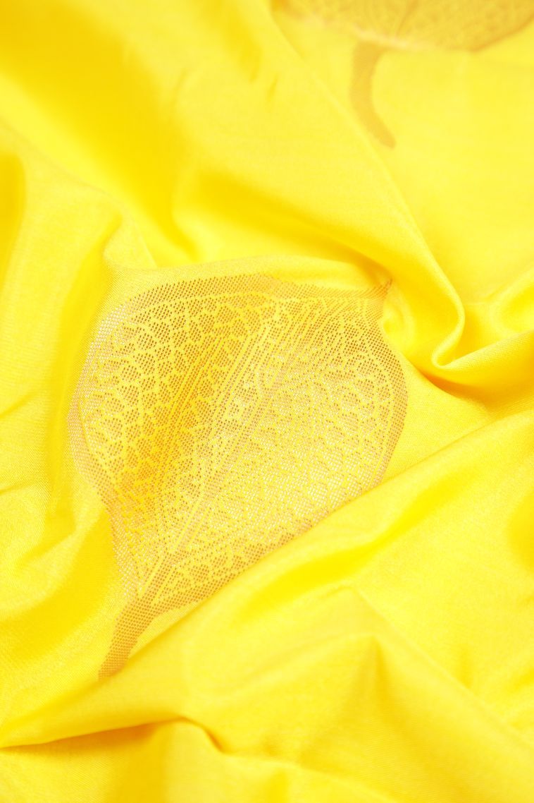 Lemon Yellow Soft Silk Saree with Copper Zari Buttis (small Dots Or Motifs) view 4