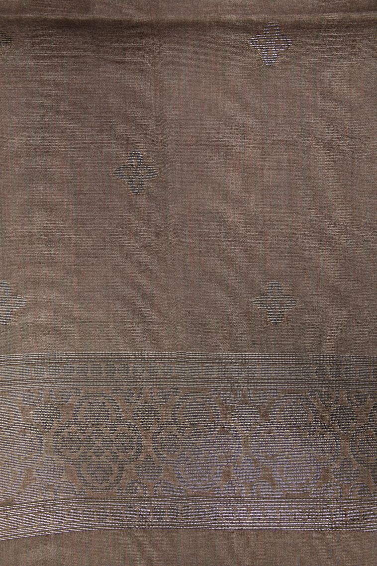 Peanut Brown Tussar Saree with Bronze Zari Buttis (small Dots Or Motifs) view 3