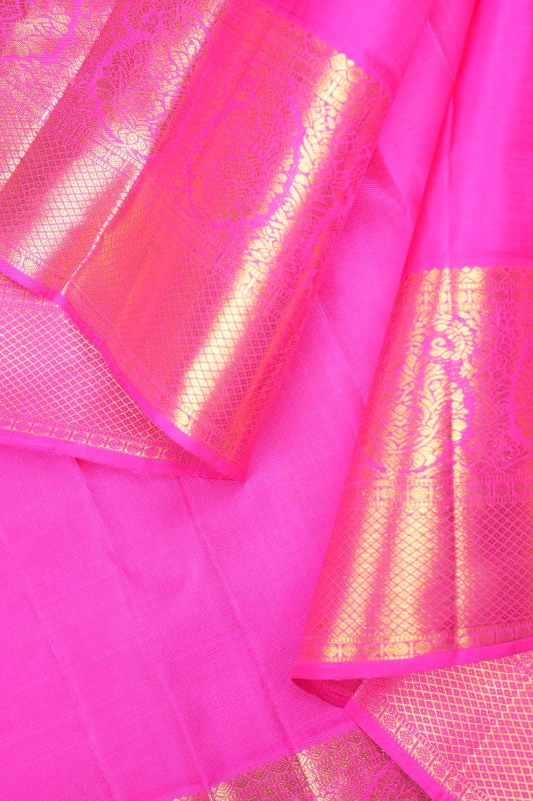 Lemon Yellow Kanchipuram Silk Sarees with Gold Zari Buttis (small Dots Or Motifs) view 3