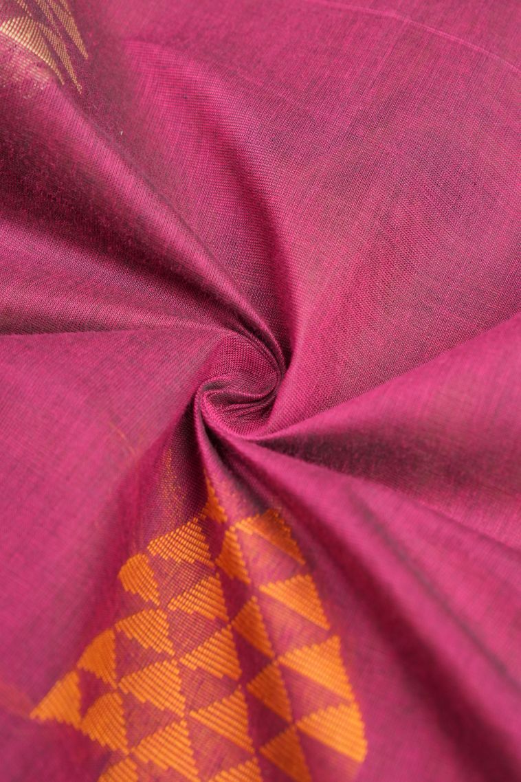 Magenta Purple Kovai Cotton Sarees with Without Zari Zari Buttis (small Dots Or Motifs) view 4