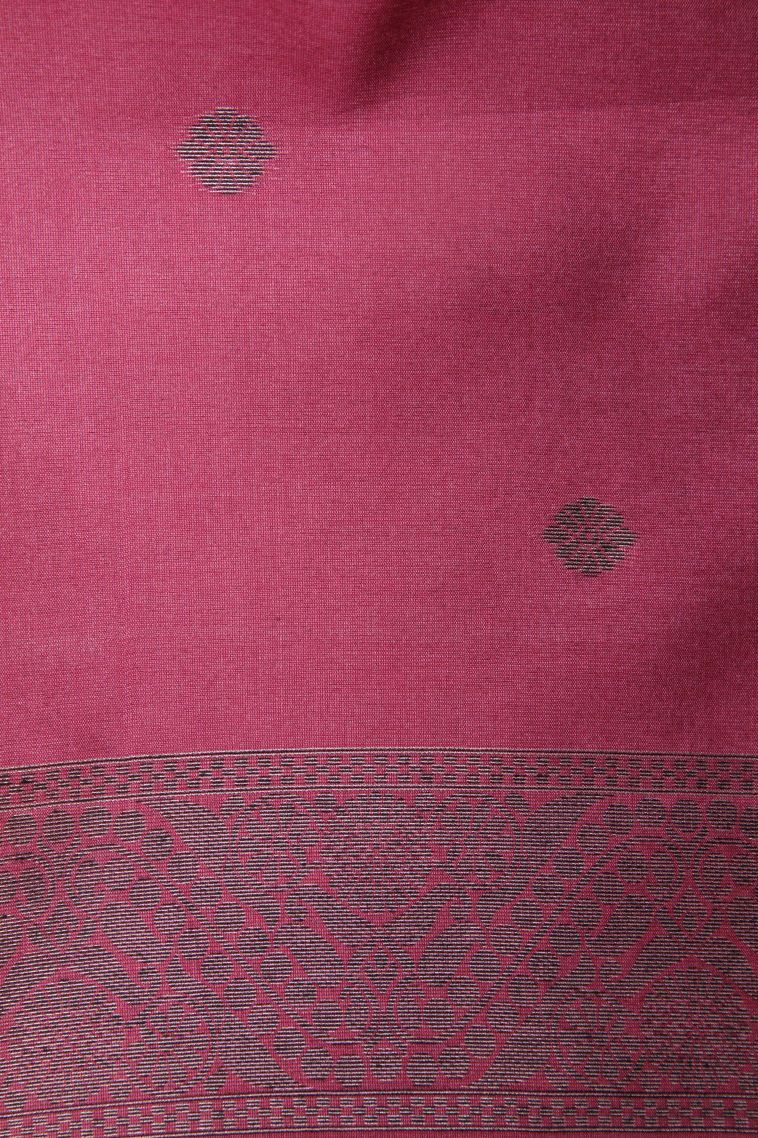 Peach Pink Tussar Saree with Bronze Zari Floral Patterns view 3