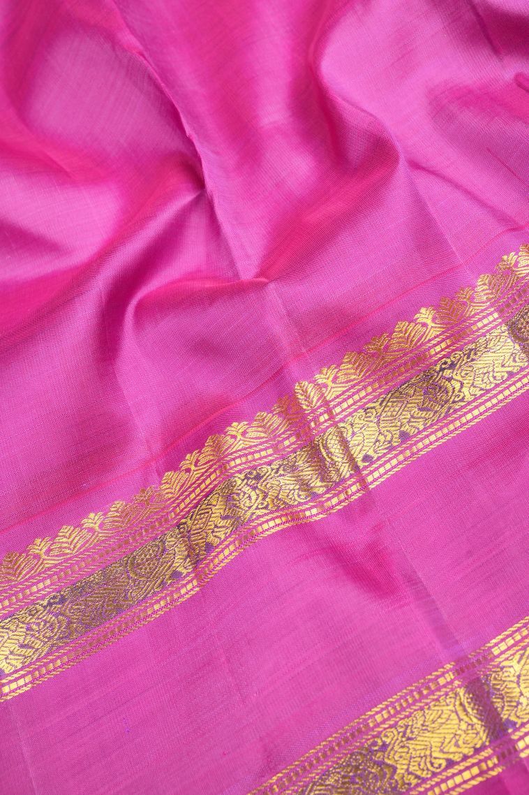 Arctic Blue Kanchipuram Silk Sarees with Without Zari Zari Plain view 3