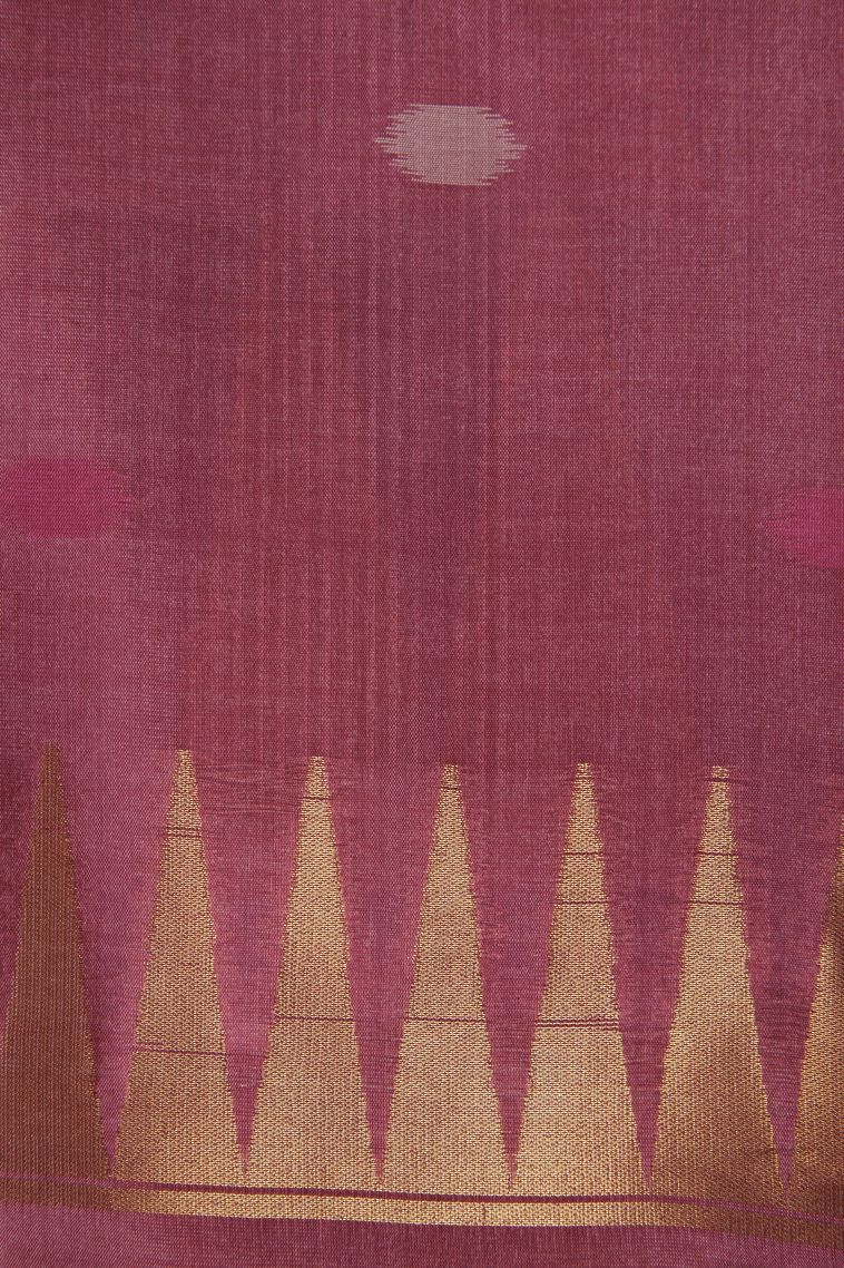 Heather Purple Tussar Saree with Bronze Zari Geometric Shapes view 3