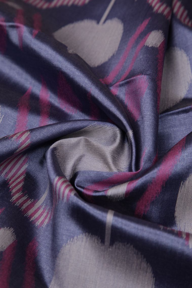 Heather Purple Tussar Saree with Bronze Zari Geometric Shapes view 4