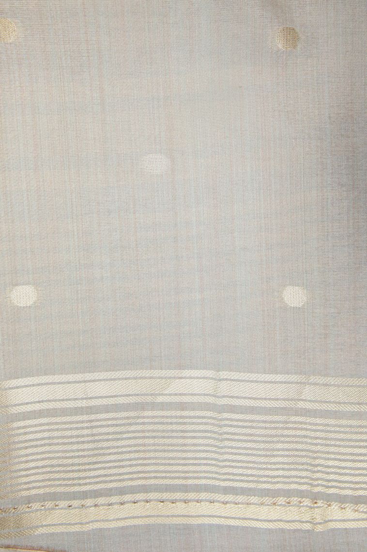 Cerulean Blue Tussar Saree with Bronze Zari Buttis (small Dots Or Motifs) view 3