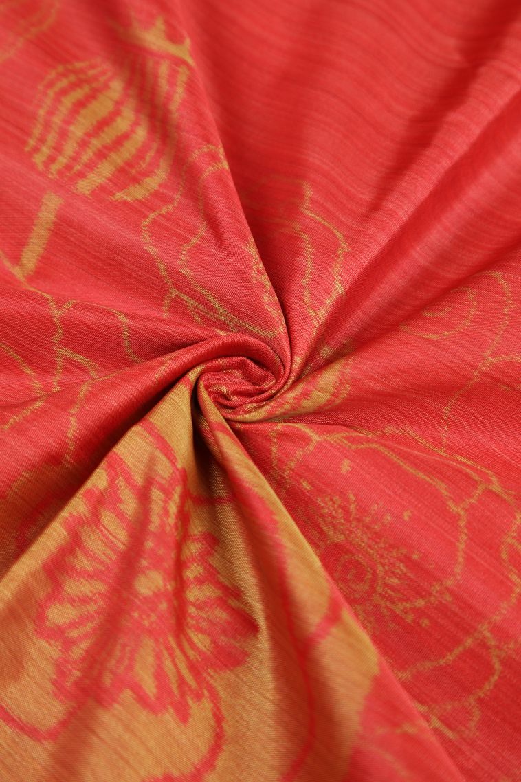 Fire Orange Soft Silk Sarees with Without Zari Zari Floral Patterns view 4