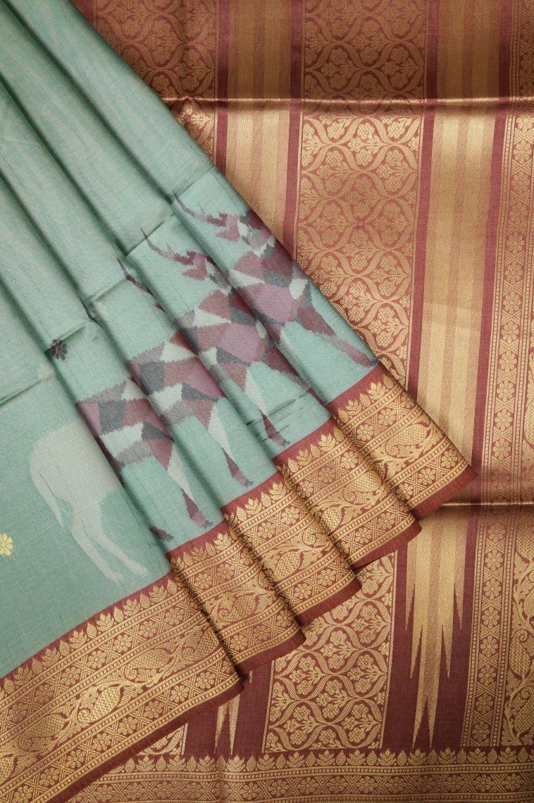 Admiral Blue Tussar Saree with Without Zari Zari Buttis (small Dots Or Motifs) view 1